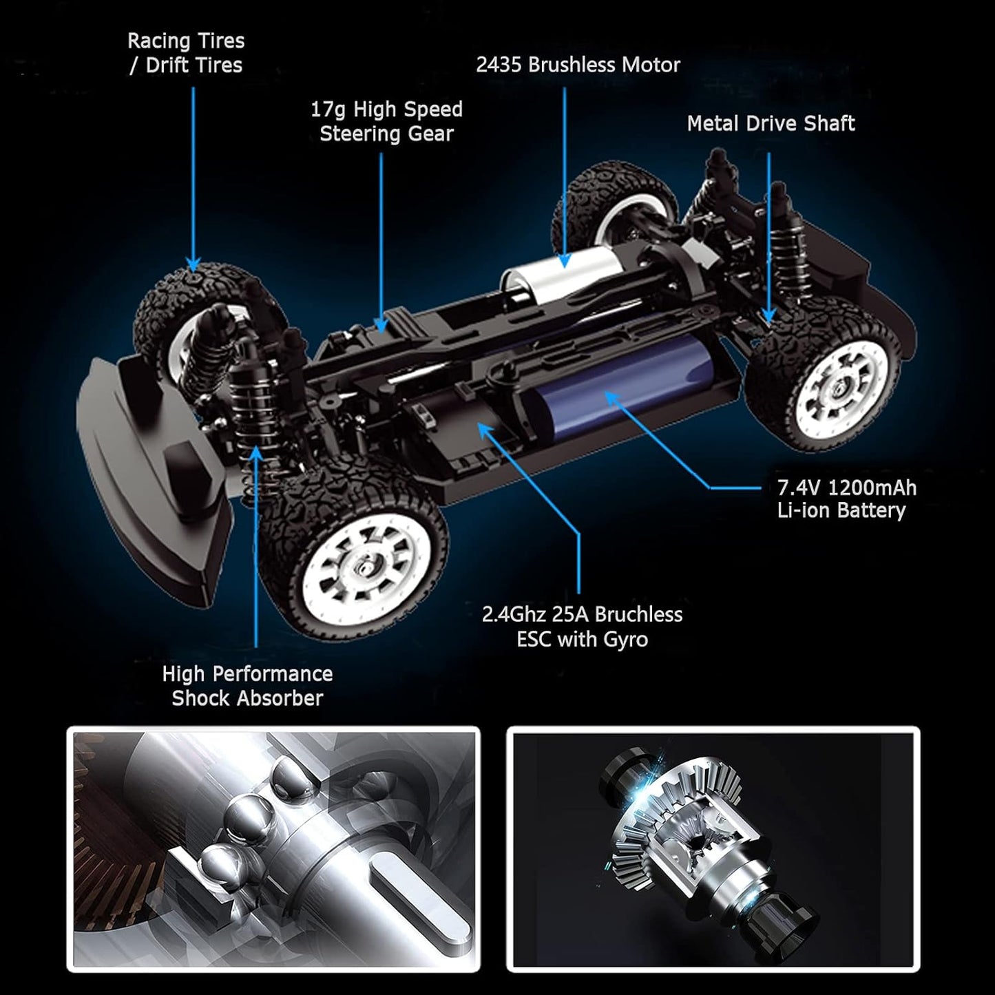 RC Car 4WD RC Drift Car 40KM/H High Speed Brushless - Mytoysbh