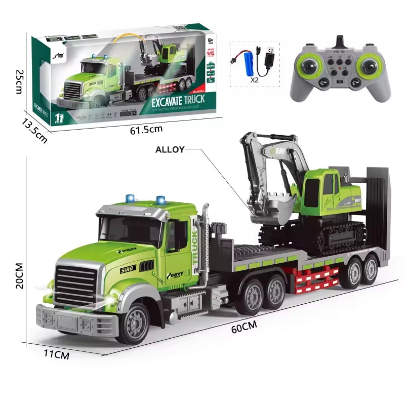 C Semi Truck & RC Excavator Toy Set, 1:12 RC Semi-Trailer - Mytoysbh