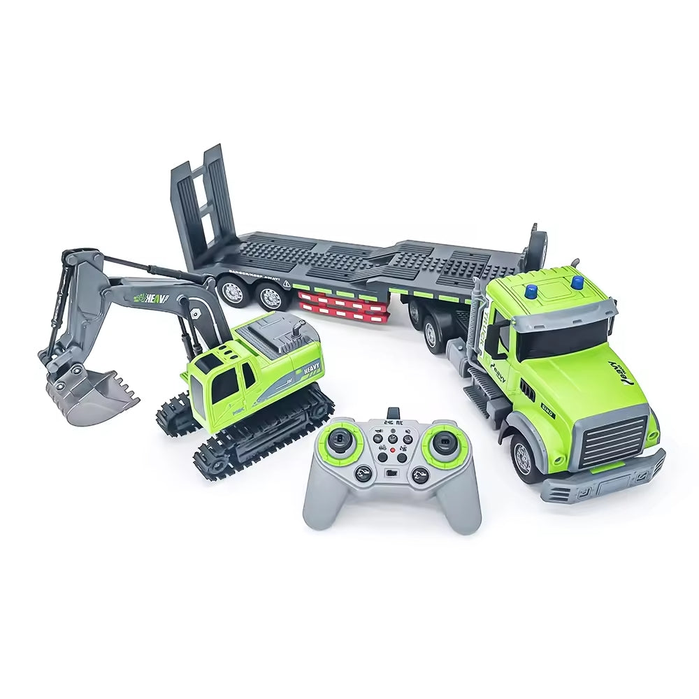 C Semi Truck & RC Excavator Toy Set, 1:12 RC Semi-Trailer - Mytoysbh