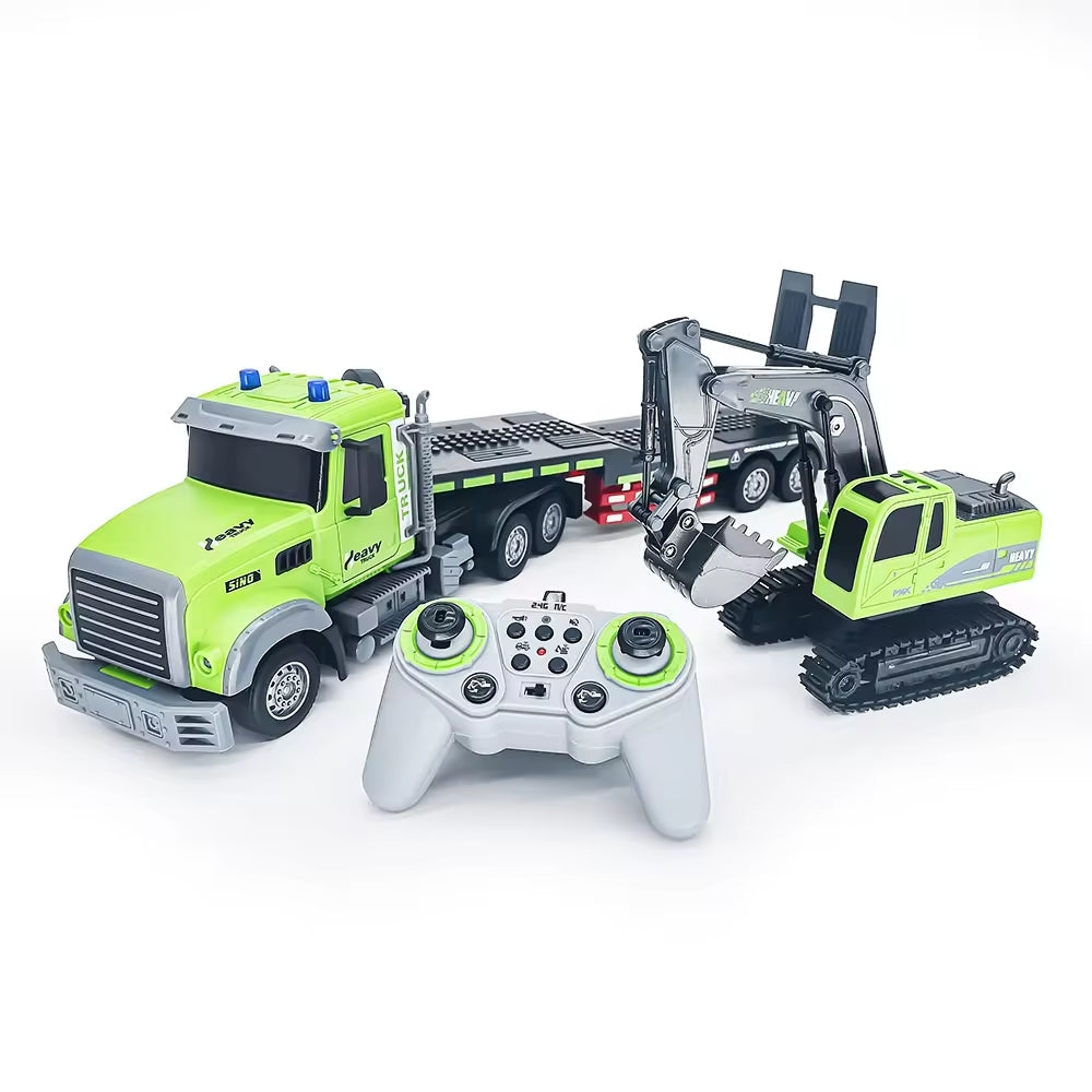 C Semi Truck & RC Excavator Toy Set, 1:12 RC Semi-Trailer - Mytoysbh