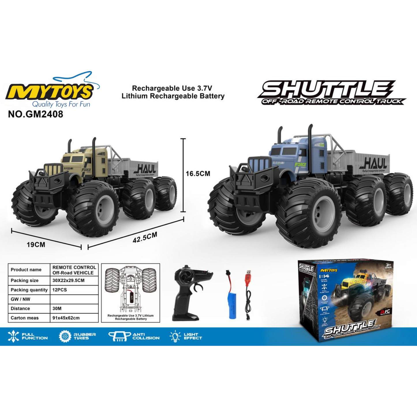 27MHz Remote Control Tracotr Car 1/14 scale Big Wheel - Mytoysbh