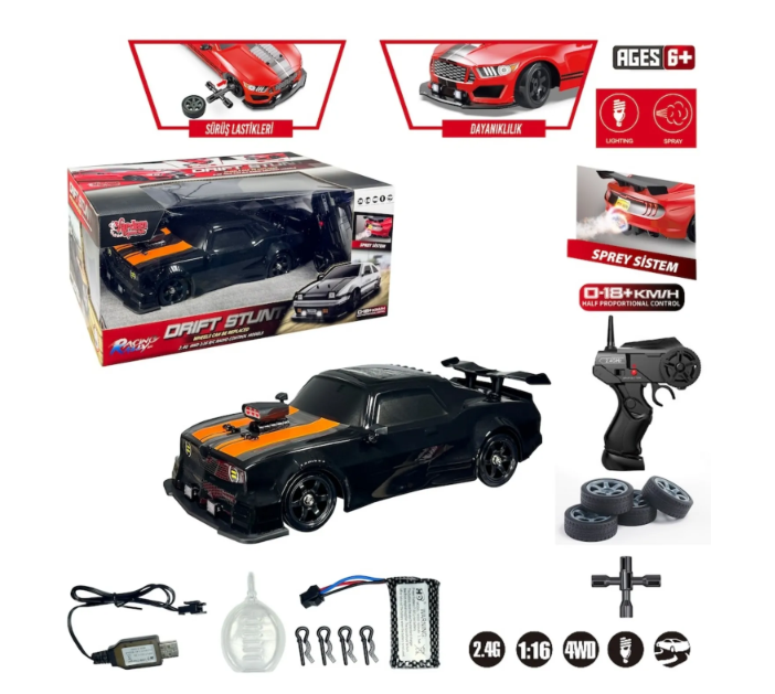Lighting Spray Remote Control Car GTR Sports Car 4WD - Mytoysbh