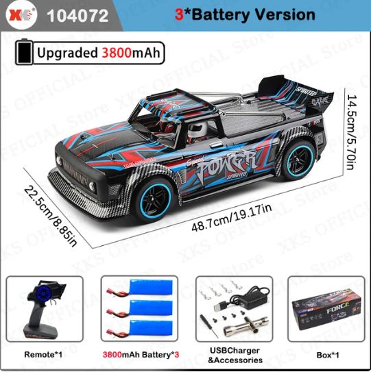104072 1/10 RC Car Brushless 60Km/H 4X4 Off-Road - Mytoysbh