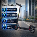 MT658 Electric Kick Scooter - 45 km/h, 350W, 15km Range, 36V, 100Kg Max Load