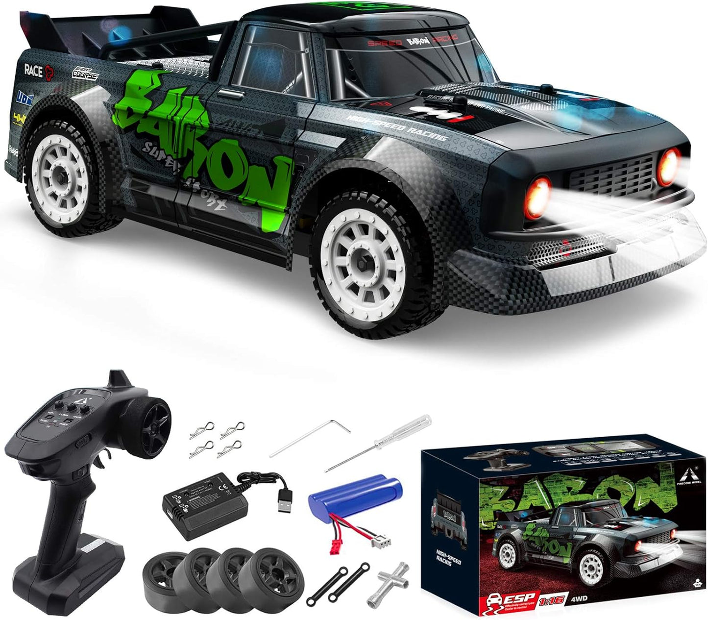 fisca 116 Remote Control High Speed Car, 4WD RC Drifting Racing Cars - Mytoysbh